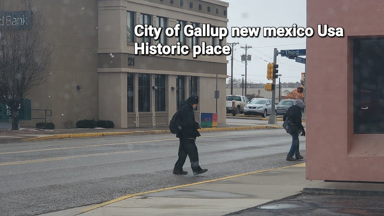 First time Walking snow flurries Historic place Gallup new mexico USA