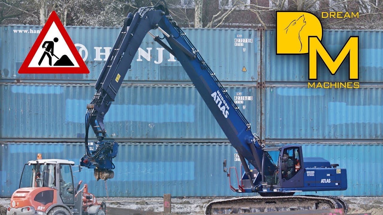 ATLAS 340LC TELESKOPBAGGER & SENNEBOGEN ABI BOHRGERÄT BAUSTELLE