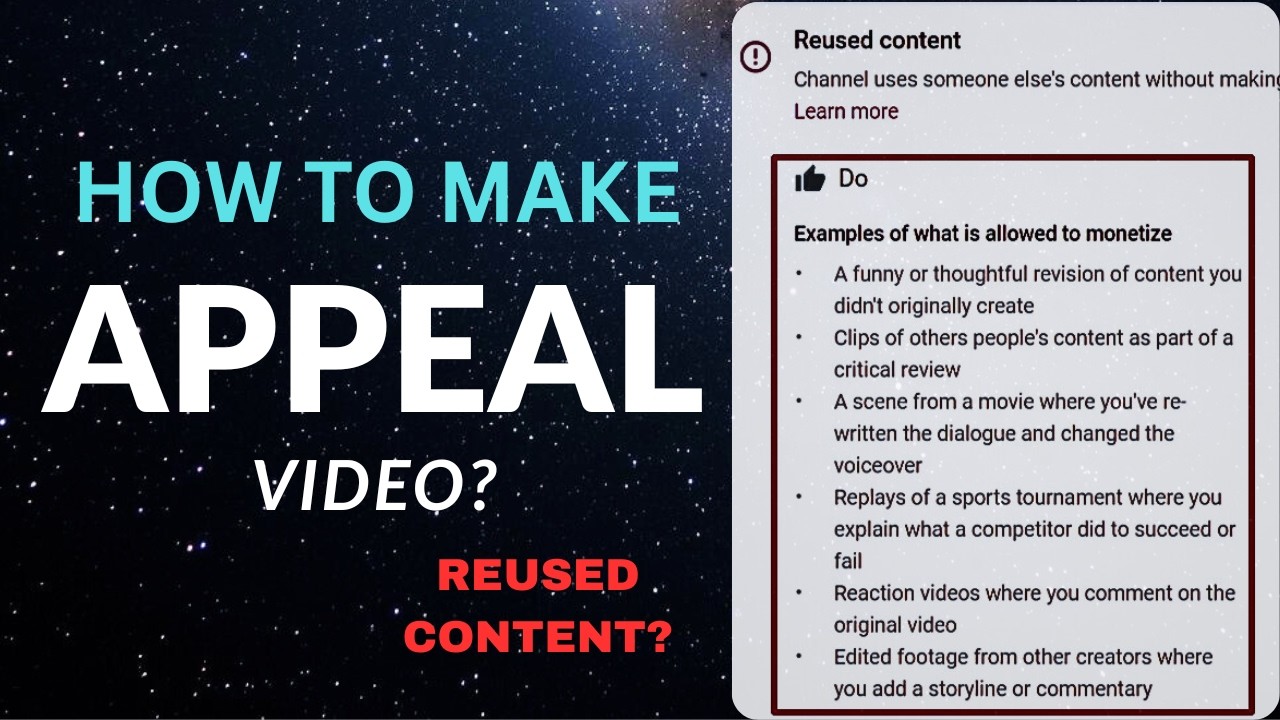 HOW TO APPEAL FOR A YOUTUBE MONETIZATION REJECTED REUSED CONTENT IN 2026
