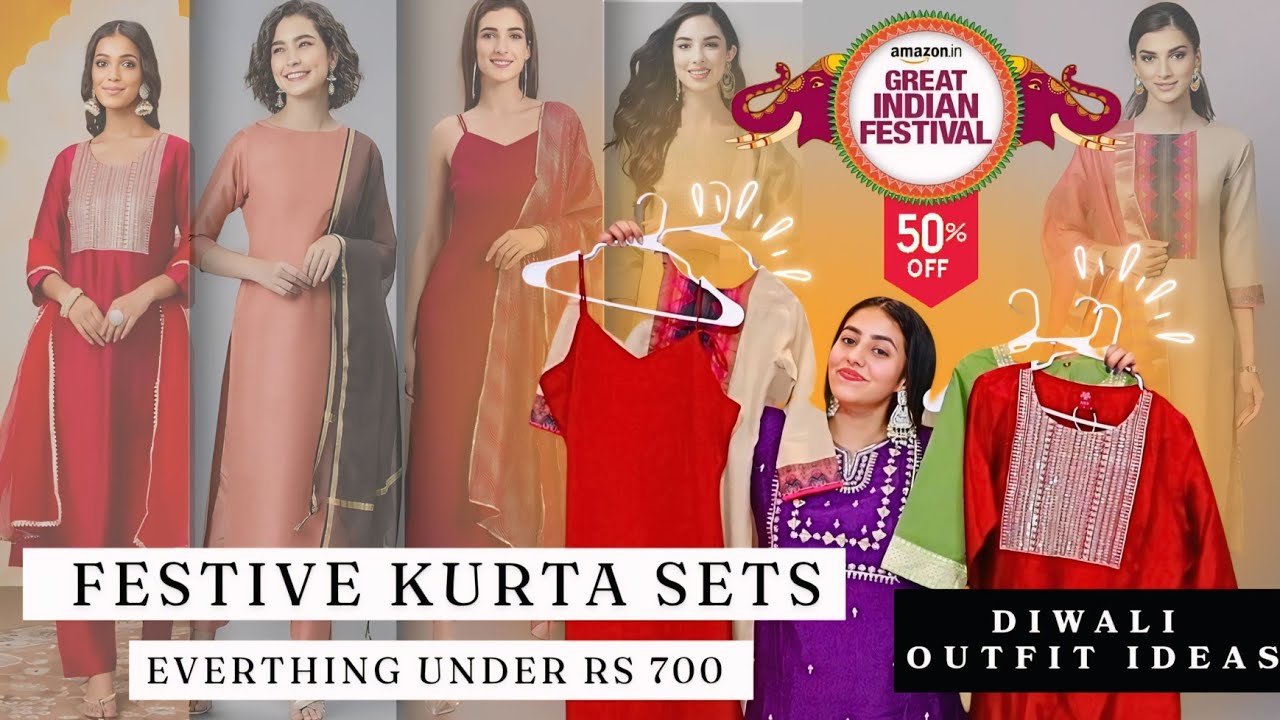 amazon kurta sets under Rs 700 | festive wear ideas 💡 #amazon #haul #kurti #kurtaset #festive