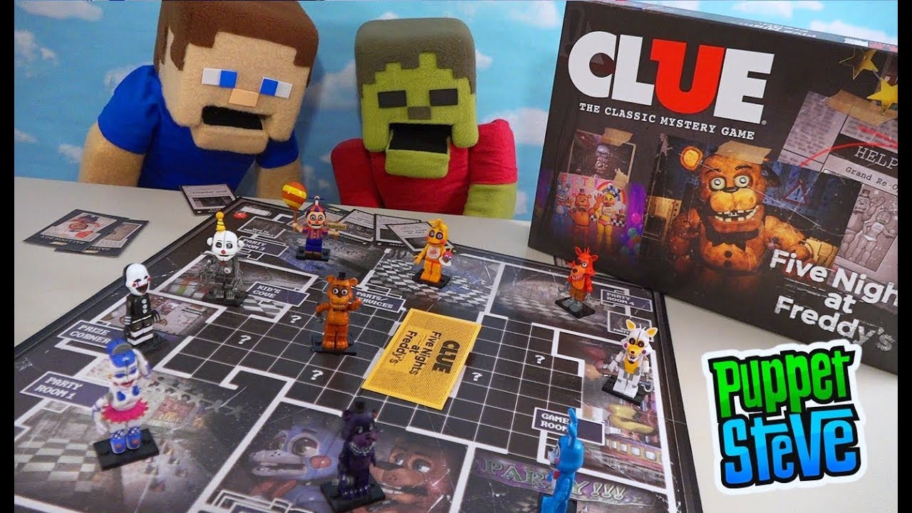 Five Nights at Freddy's CLUE Board Game WAR! Puppet Steve vs Zombie Steve Unboxing