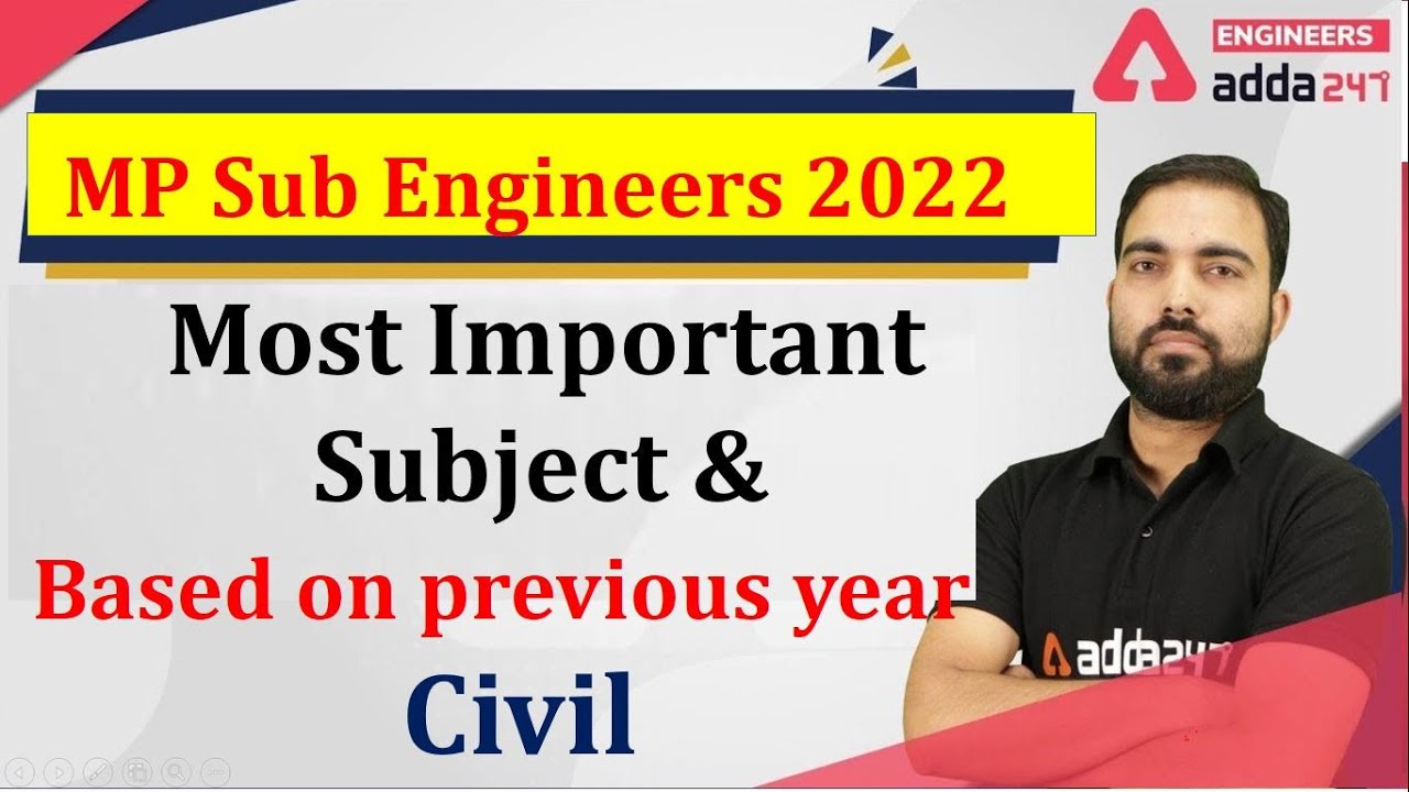 MP sub Engineers Exam 2022 most important subject based previous year / civil Engg .