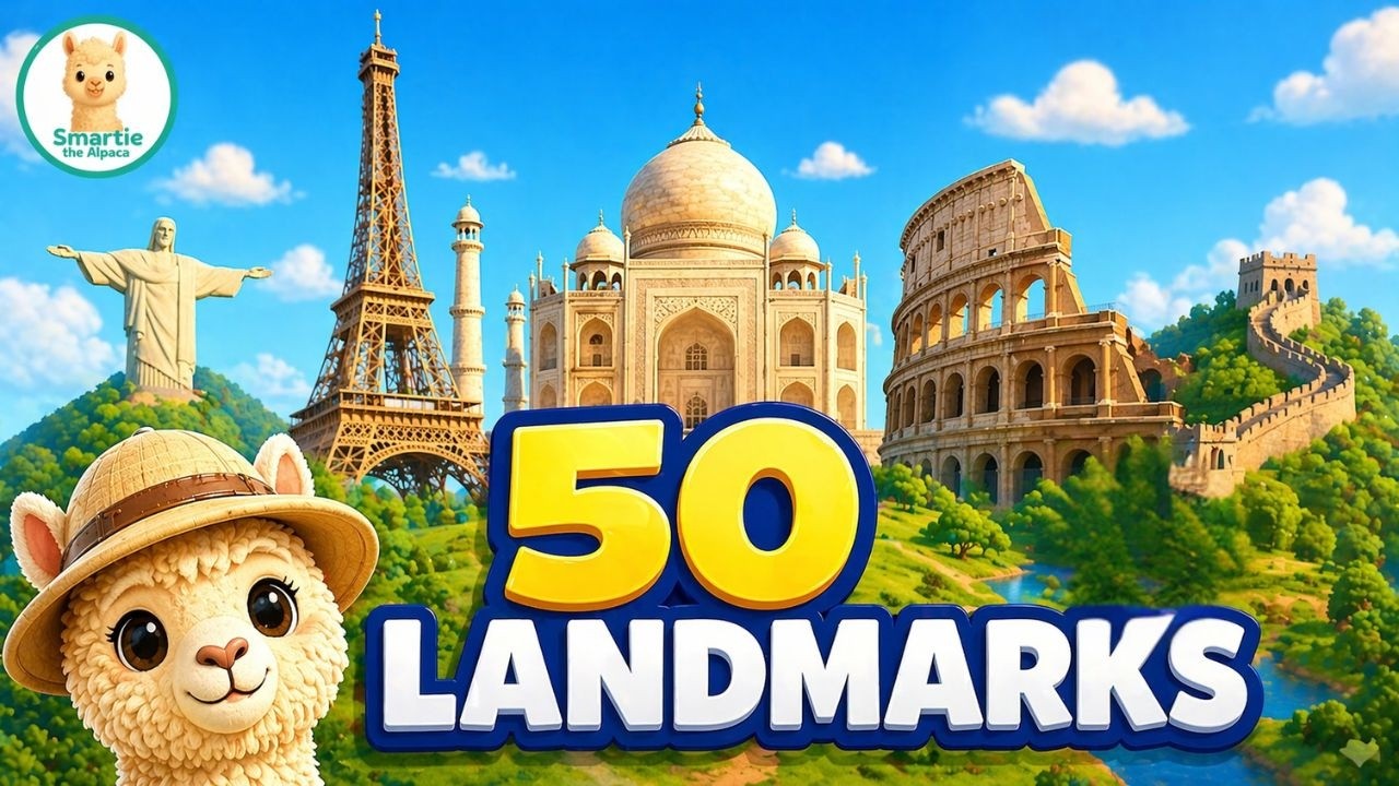 50 Famous Landmarks of the World for Kids 🌍 | Smartie the Alpaca