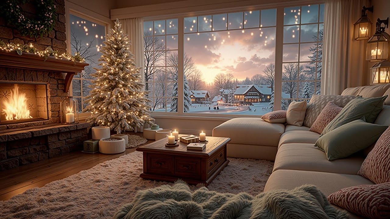 Cozy Fireplace Ambience ~ Soft Piano Music for Relaxing Christmas Vibes & Sleep