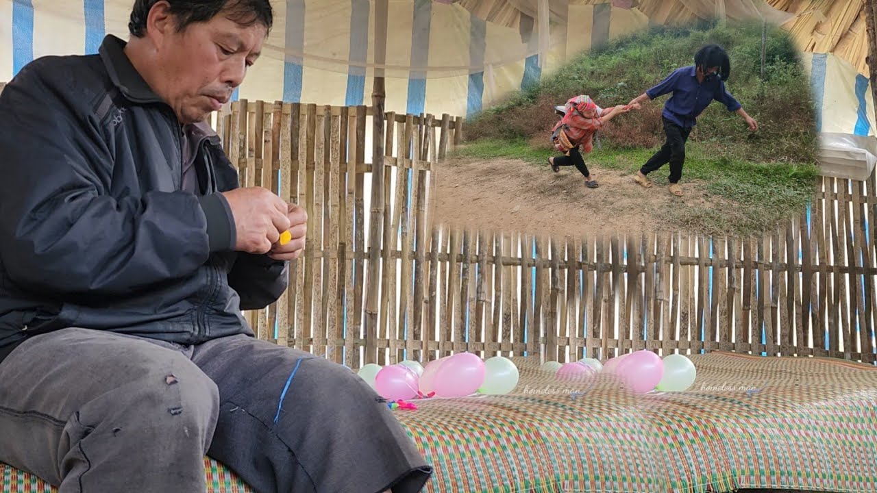 homeless man, Preparing for Lunar New Year alone in a cold house.