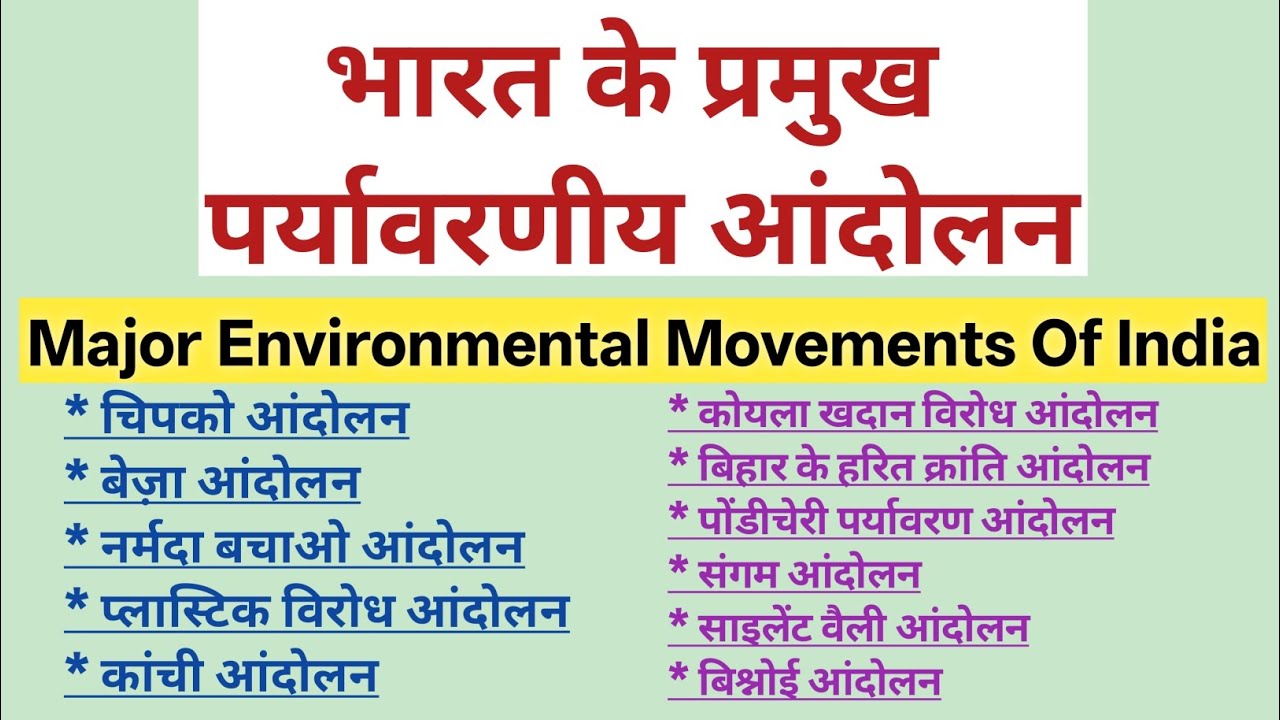 पर्यावरणीय आंदोलन | Environmental Movements Of India | Paryavaran Andolan 