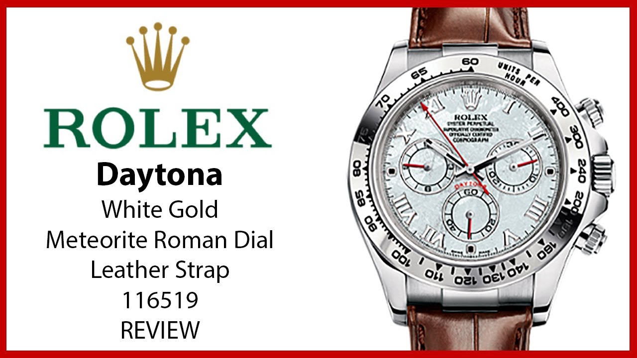 ▶ Rolex Daytona White Gold Meteorite Roman Dial Leather Strap 116519 - REVIEW