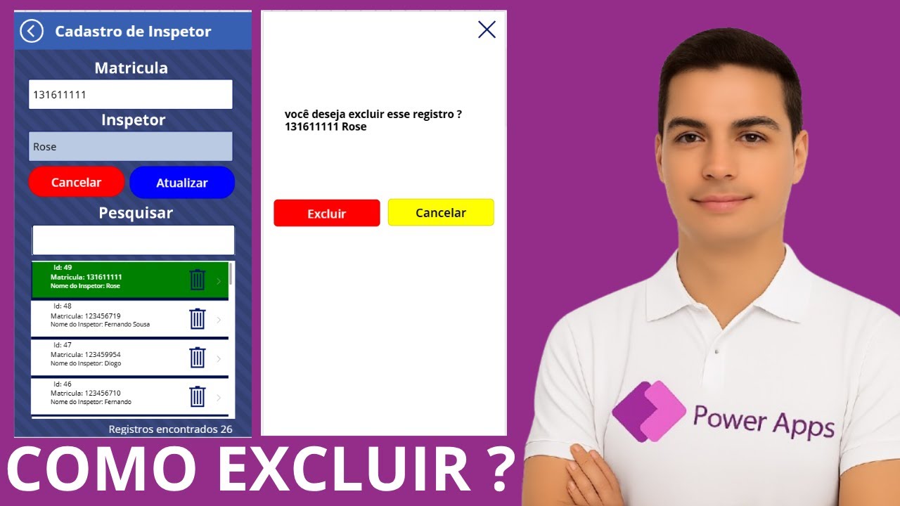 Como Excluir Registro com TELA DE POPUP no POWER APPS