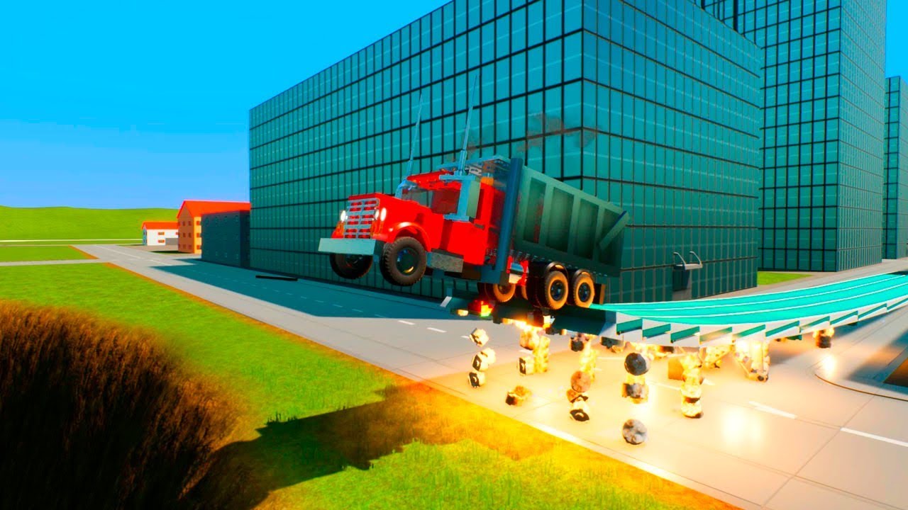 Explosive Ramp Lego Car Diving into The Pit | Brick Rigs