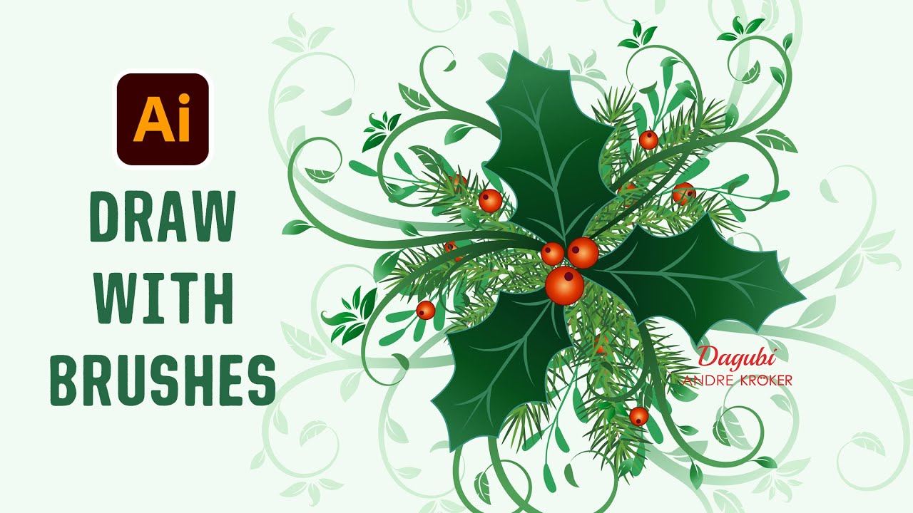 Illustrator Vector Drawing - How to draw with Brushes a Christmas Frame