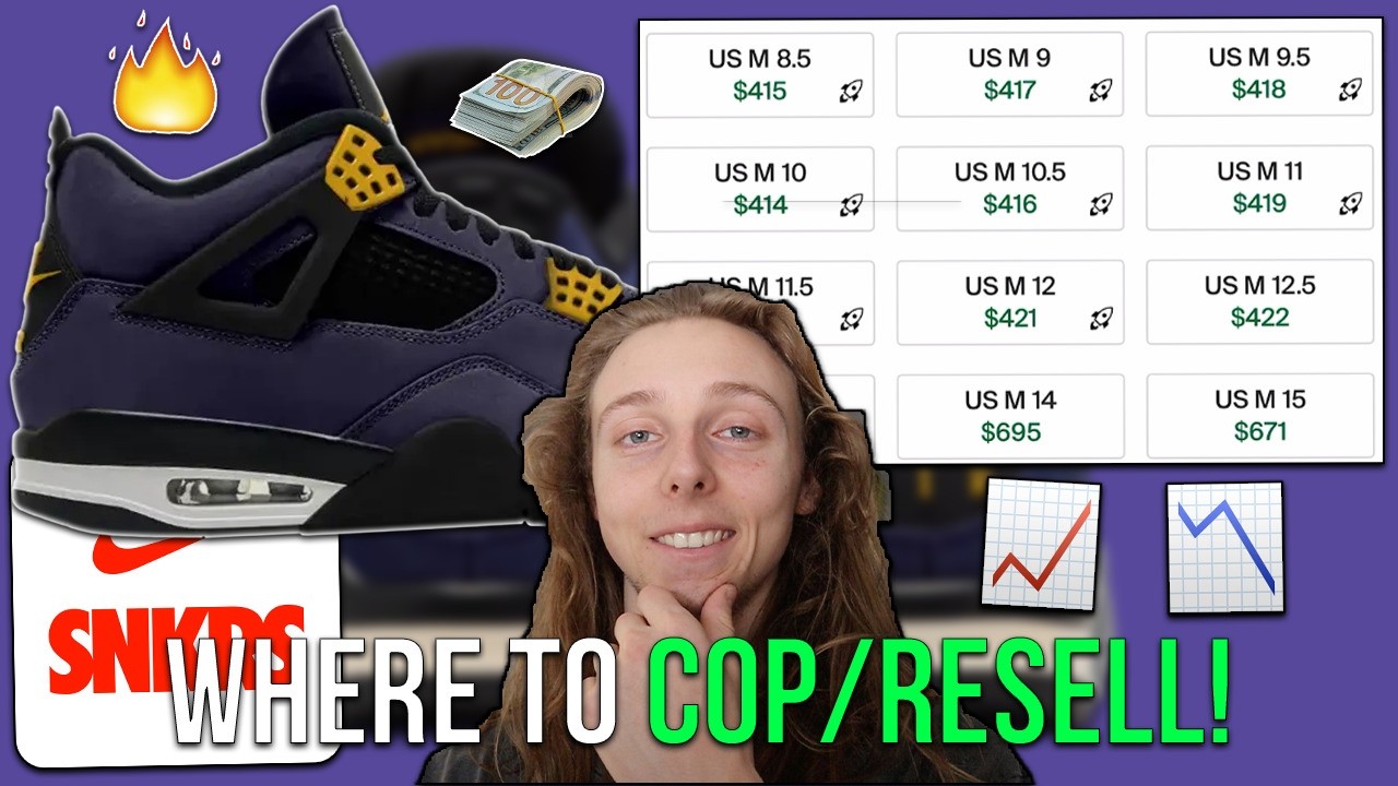 DROPPING EARLY🔥?! WHERE TO COP AIR JORDAN 4 LAKERS + RESELL PREDICTION! (SNKRS, FOOT LOCKER, JD)