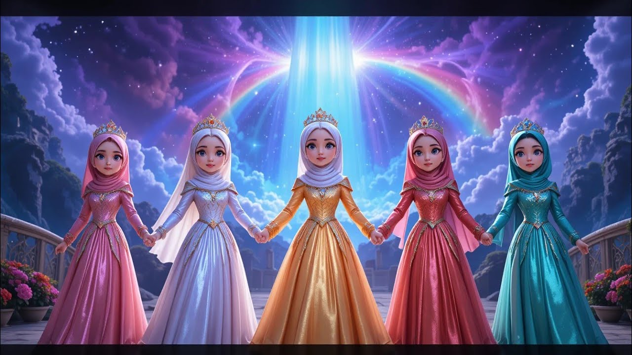 Five Princesses In A Rainbow Bridge_Kids Motivational Story In English_Learning Morality 