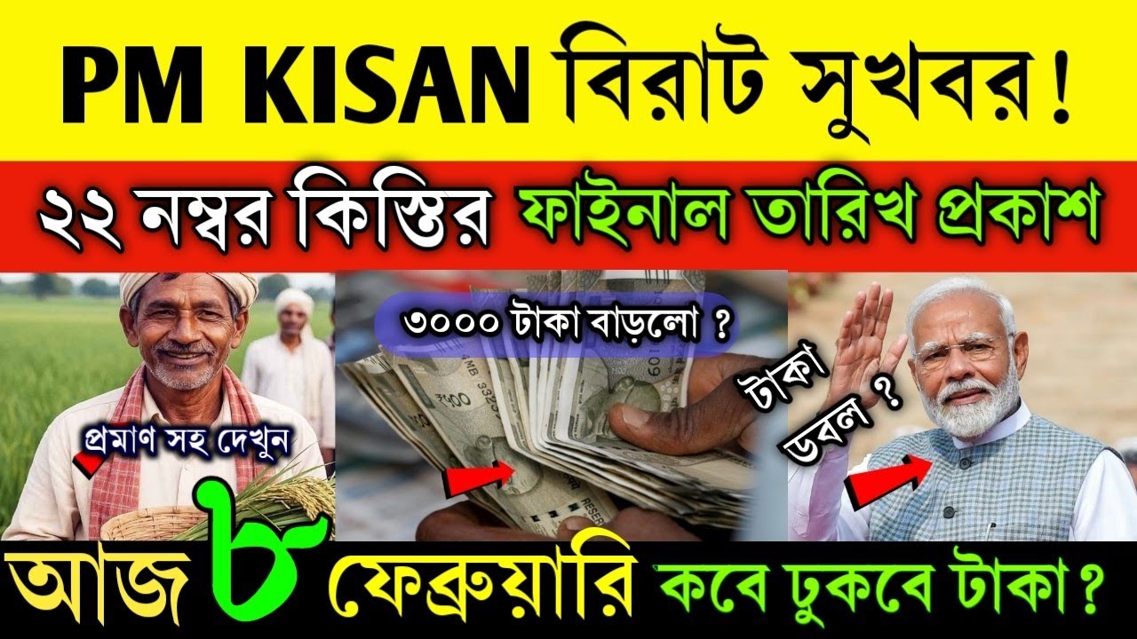 সুখবর ! পিএম কিষাণ টাকা দ্বিগুণ বাড়লো | পিএম কিষান ২২ কিস্তির টাকা কবে দেবে | ২০০০ বদলে ৪৫০০ টাকা 