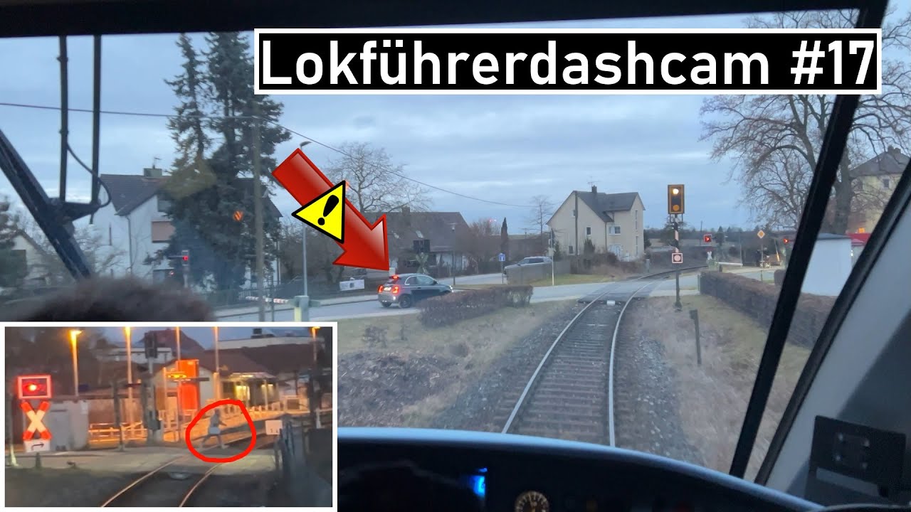 Dashcam Lokführer #17 | Starke Bremsung und Auto im Bahnübergang