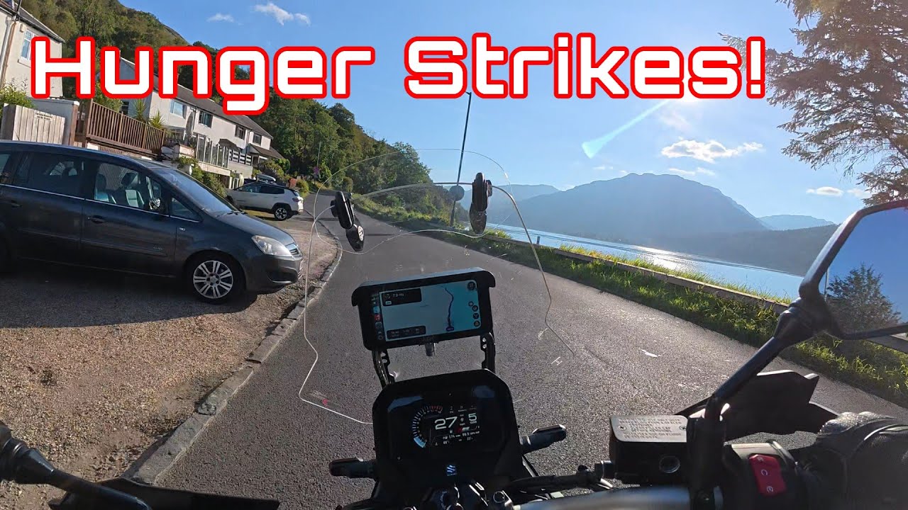 Hunger strikes on our ride back from Tighnabruaich - Suzuki DL800RE