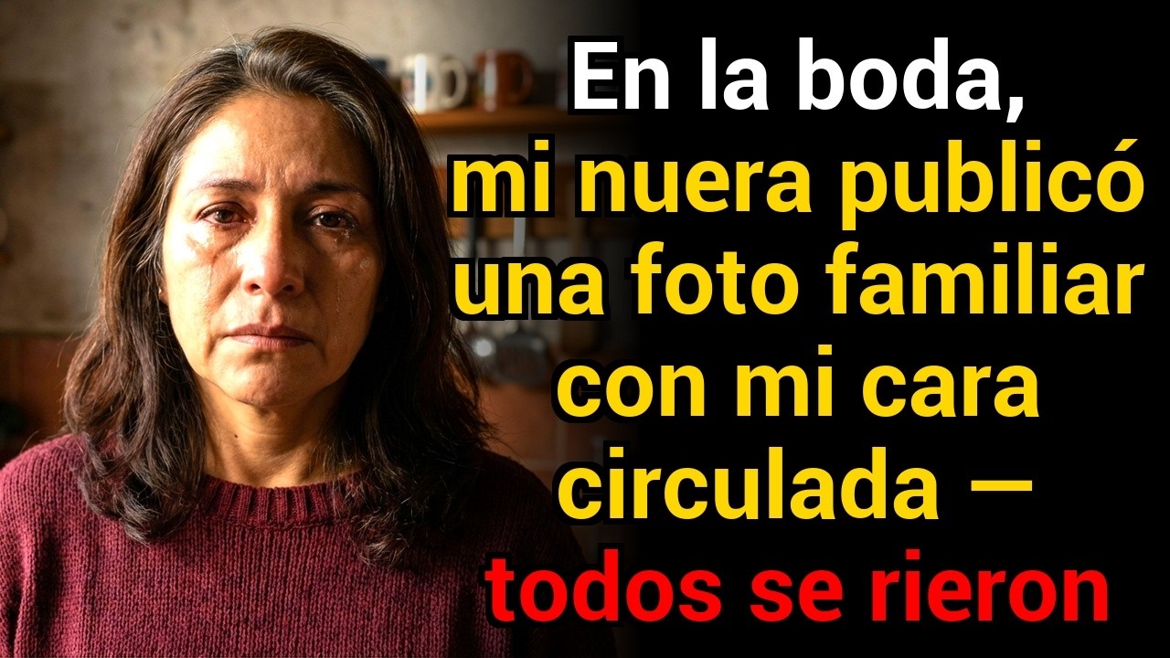 En la boda, mi nuera publicó una foto familiar con mi cara circulada — todos se rieron