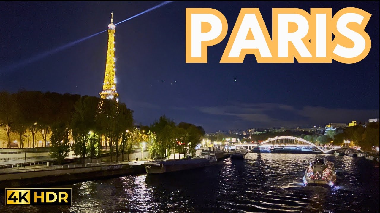 Paris 4K HDR Night Walk: Pont De Alma to Trocadero, Fall 2023