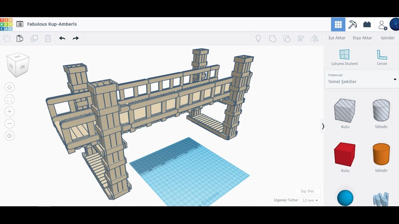 Tinkercad Dersleri - 64. Ders -Ahşap Çubuklardan Basit Köprü (Wooden Bridge)Tasarımı