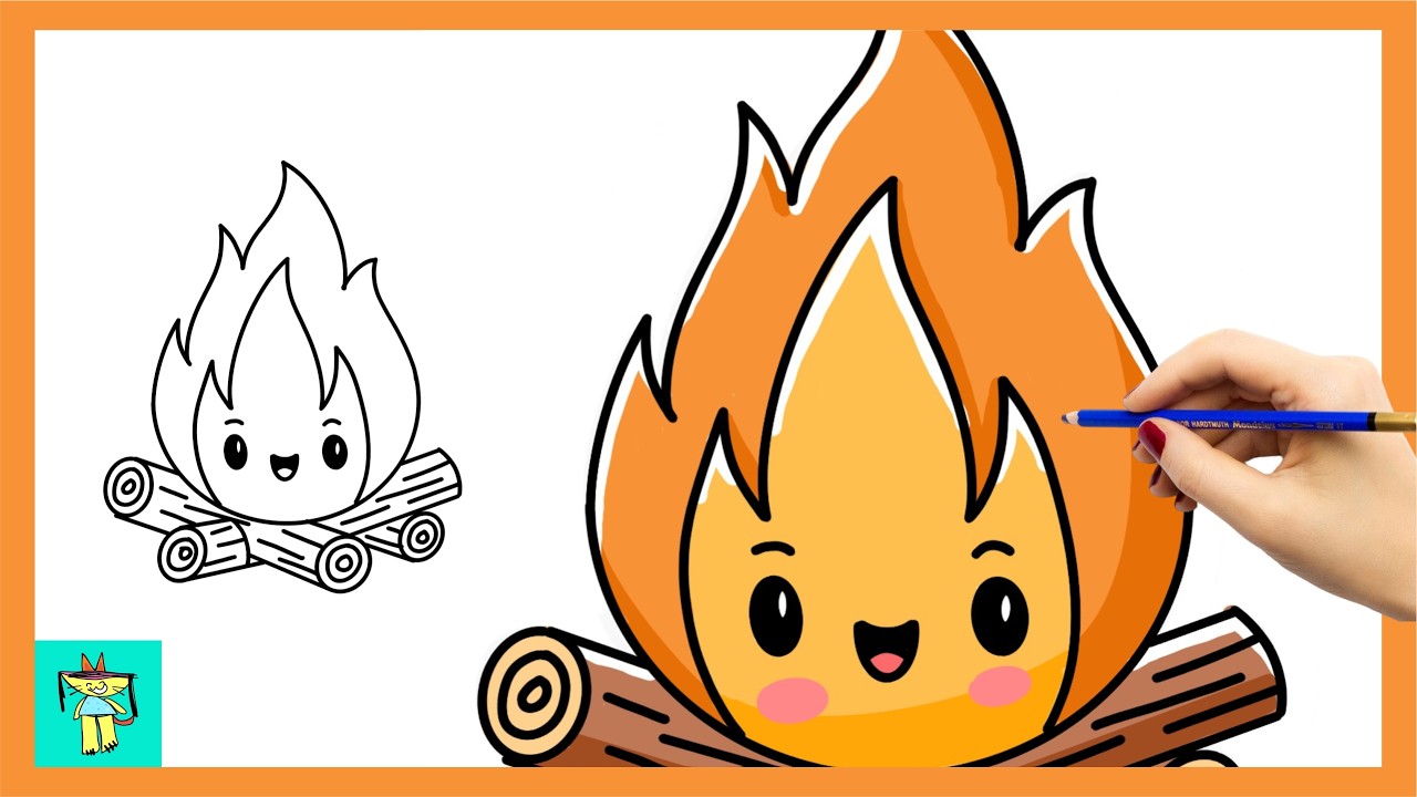 How to Draw a Cute Fire Character 🔥 | Easy Kawaii Drawing