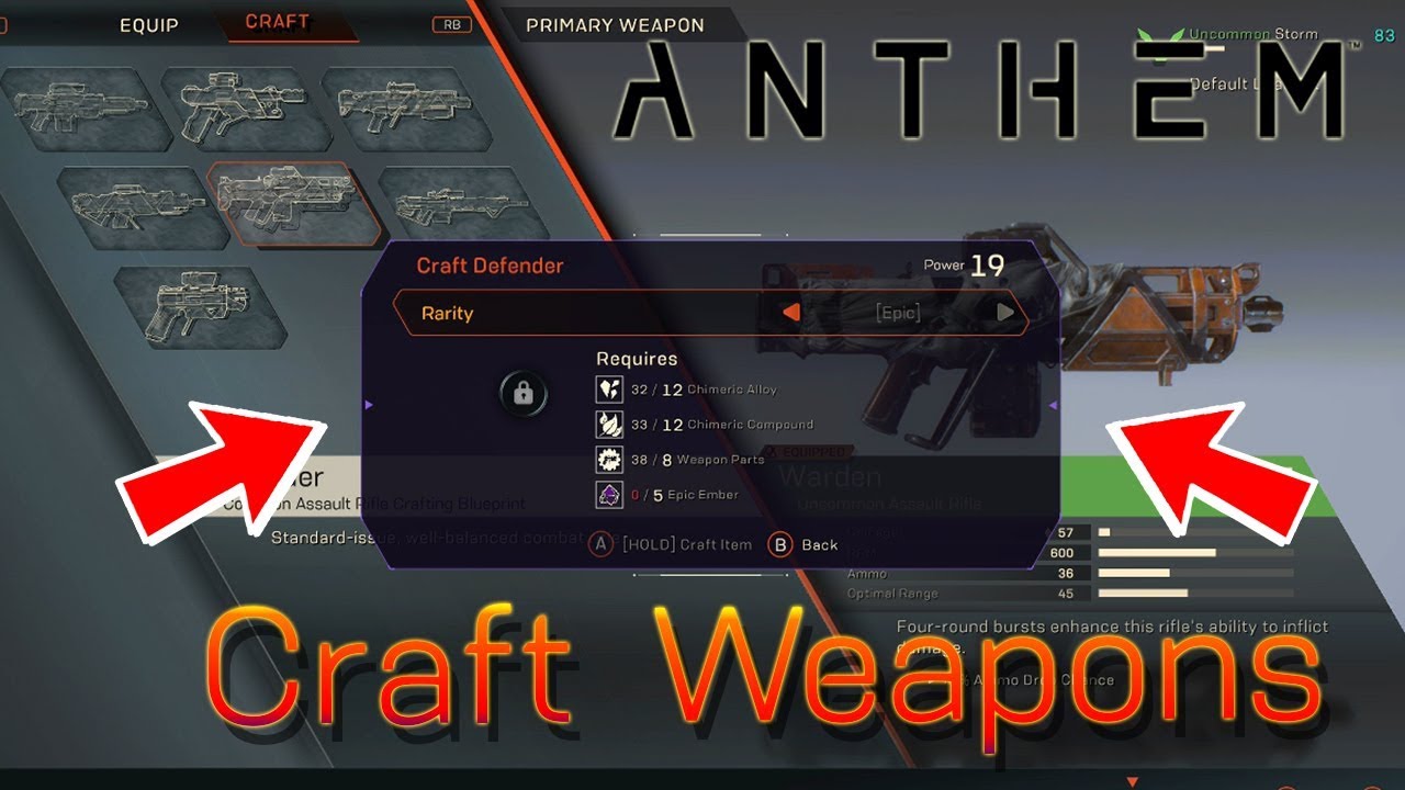 Anthem How To Craft Weapons