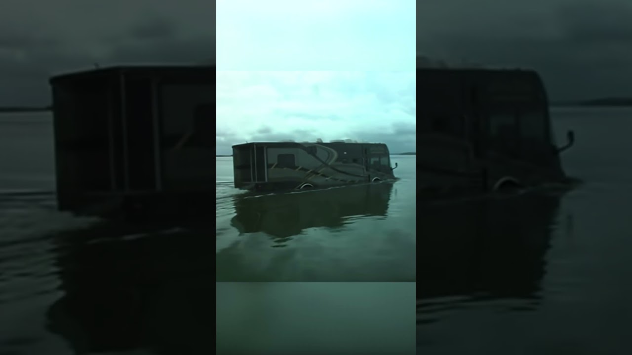 this motorhome just continues on in the water