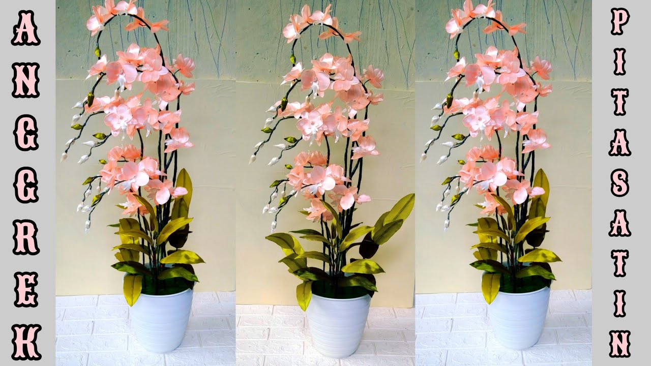 DIY How to make satin ribbon orchids | ribbon crafts | bunga anggrek pita satin mudah