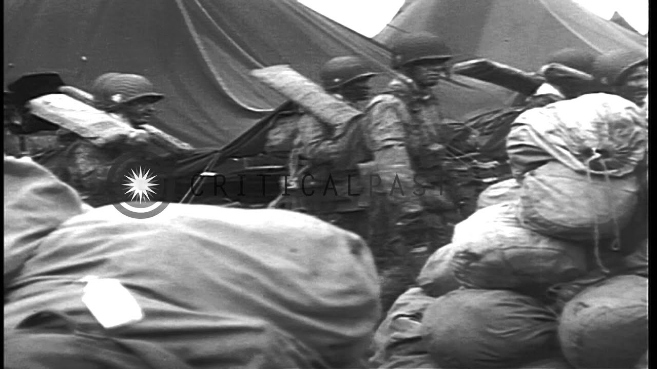 US General Dwight Eisenhower inspects and speaks to US 101st Airborne Division pa...HD Stock Footage