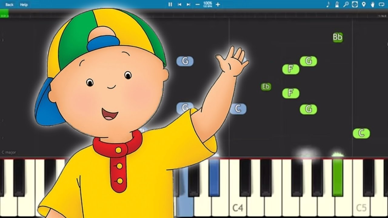 Caillou Theme Song - EASY Piano Tutorial
