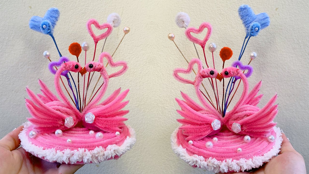 モールアートの作り方 ♡ 可愛いハートの白鳥作ってみたよんよん♡ How to make cute Swans from pipe cleaner