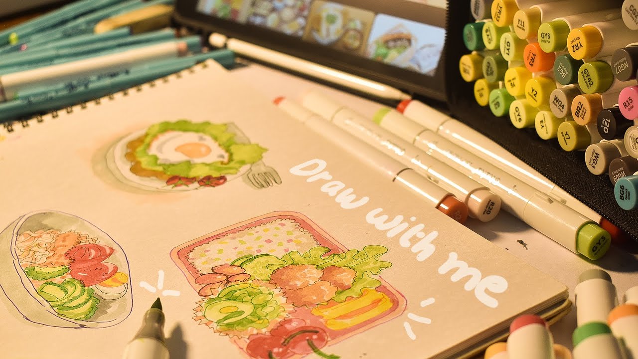Art vlog Studio Ghibli food 🍳 illustration using Alcohol marker