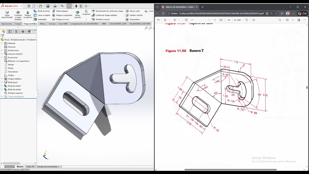 Ranura T en Solidworks 2020 Sheet metal