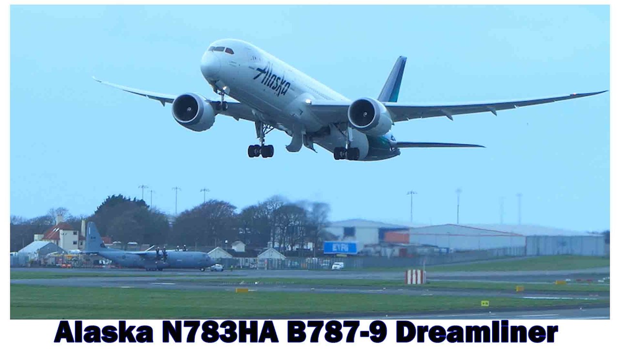 Alaska B787-9 Dreamliner Departs Prestwick Airport