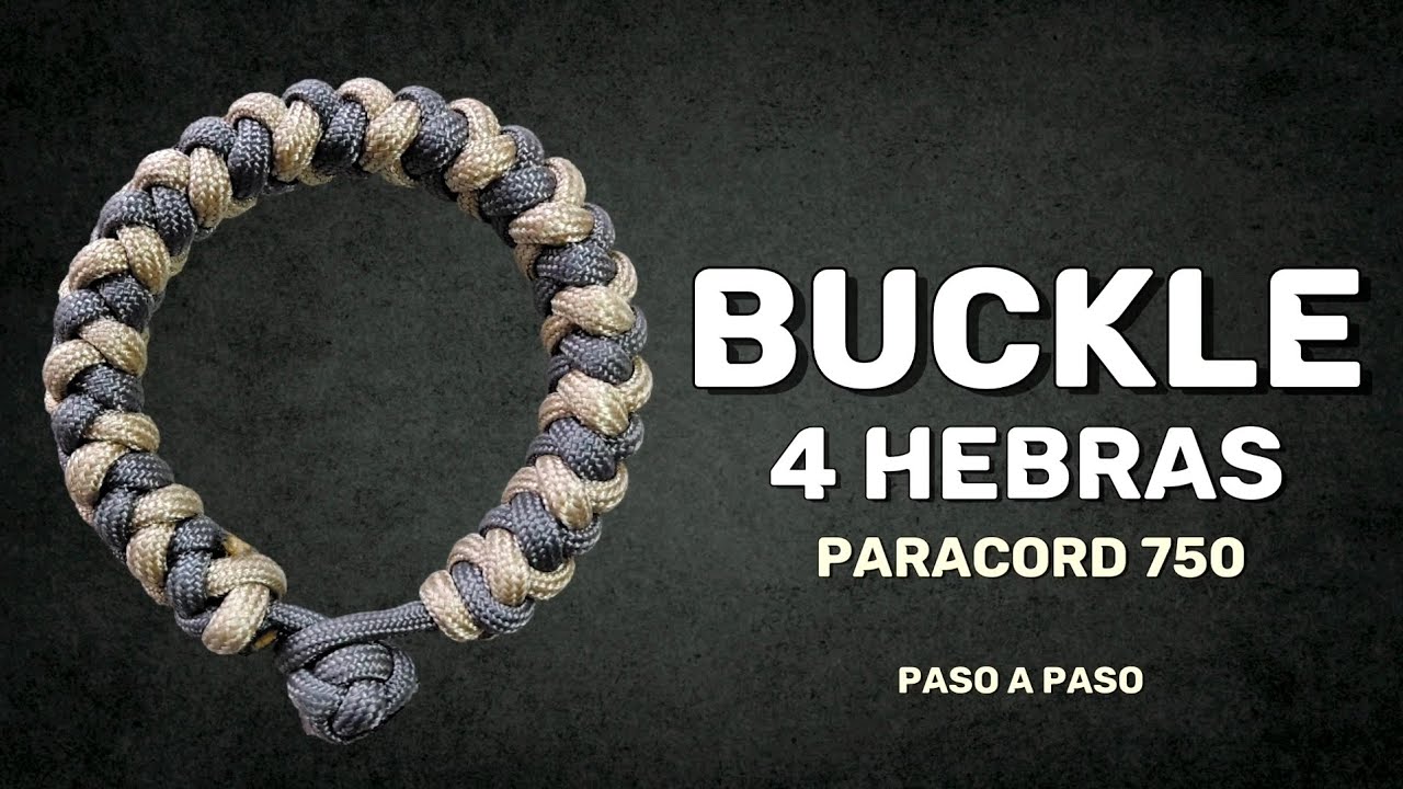  🔥Pulsera Buckle Trenzado de Cuatro Hebras | Paracord 750 Paso a Paso (Arena y Gris Carbón)