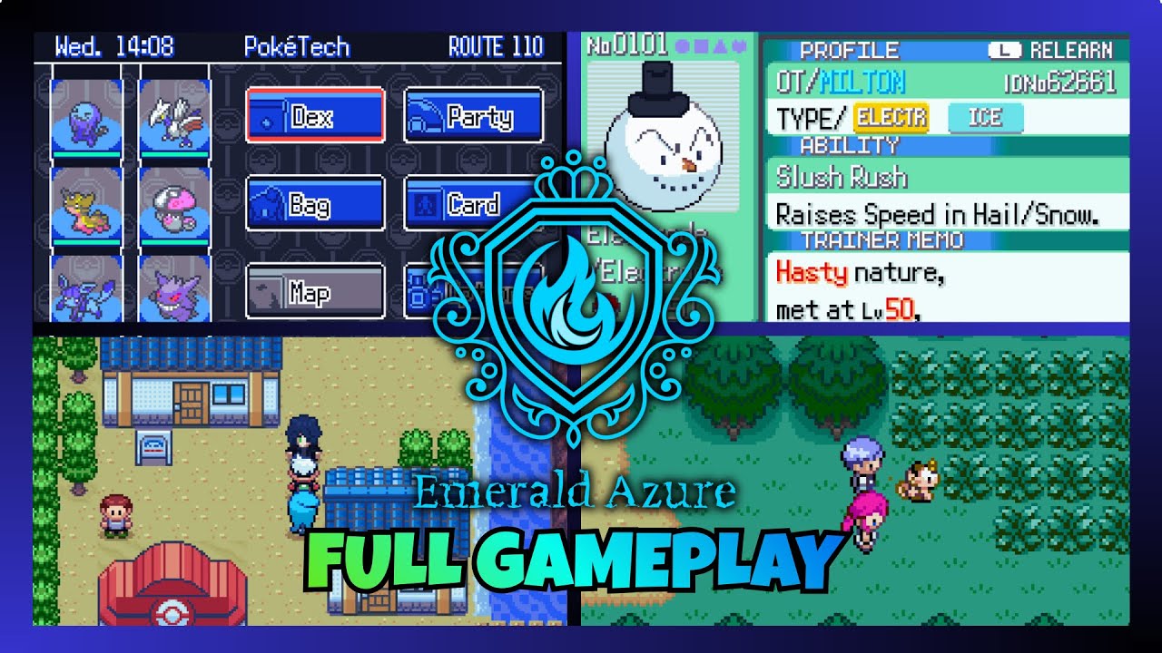 FULL Gameplay of Pokemon Emerald Azure GBA Rom : The NEW Radical RED ?
