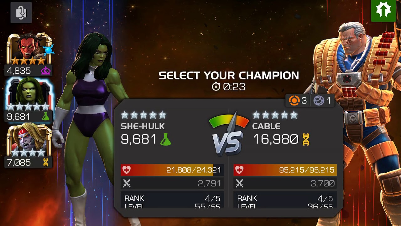 5* 4/55 She Hulk vs Cable AQ mini boss (4/6 Suicides) - Mcoc
