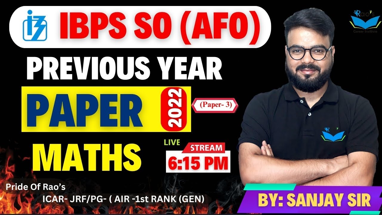 IBPS SO-AFO | IBPS | Previous Year Papers  | MATH  paper Solution 2021 - 2024  || Lecture -3rd