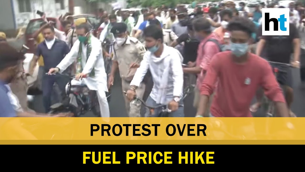 Watch: RJD holds cycle march protest as petrol, diesel prices skyrocket