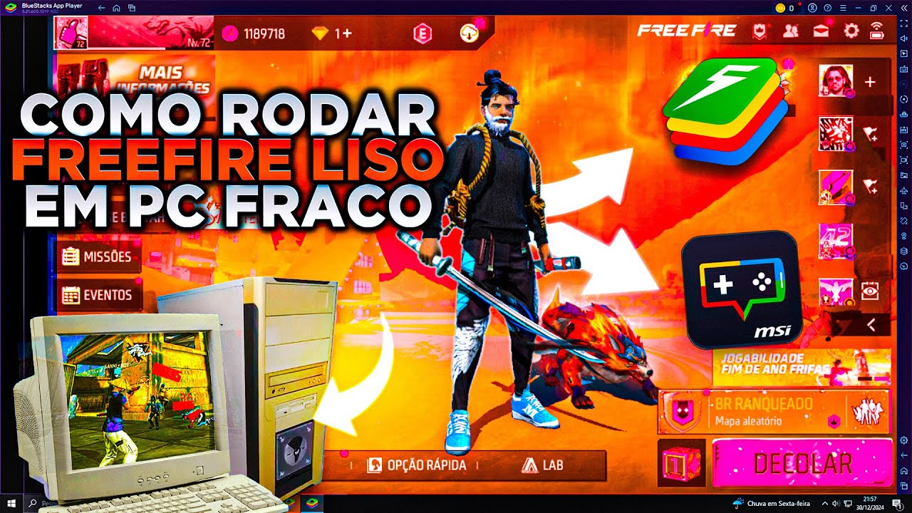 BLUESTACKS/MSI TRAVANDO E DANDO LAG PC FRACO. COMO DEIXAR O FREE FIRE RODANDO LISO!!!. #freefire