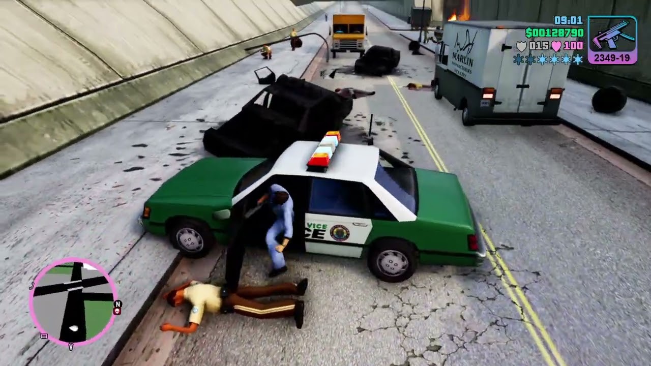 Grand Theft Auto: Vice City – The Definitive Edition weapon pickups and Tommy vs cops FIB and Army