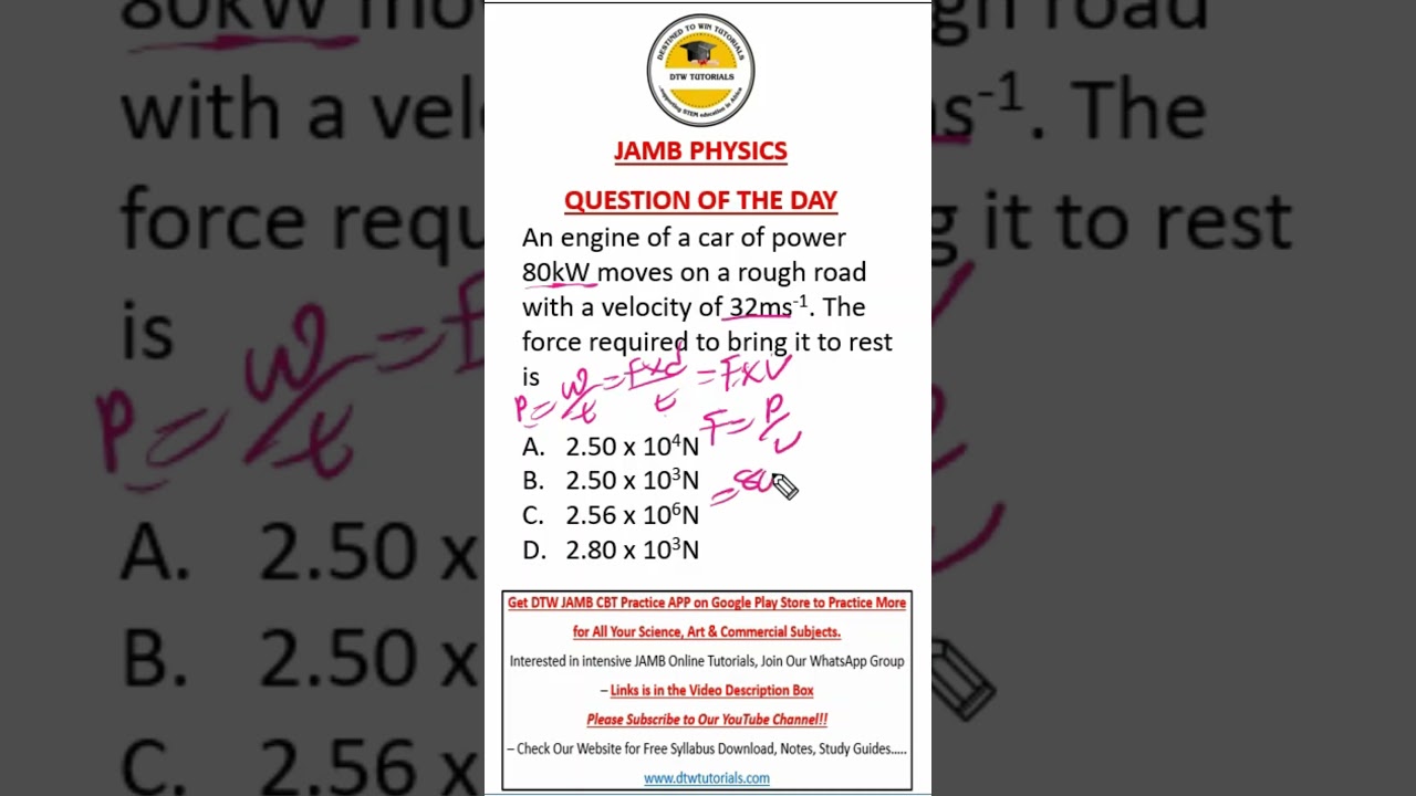 JAMB Physics - Force (Question of the Day)