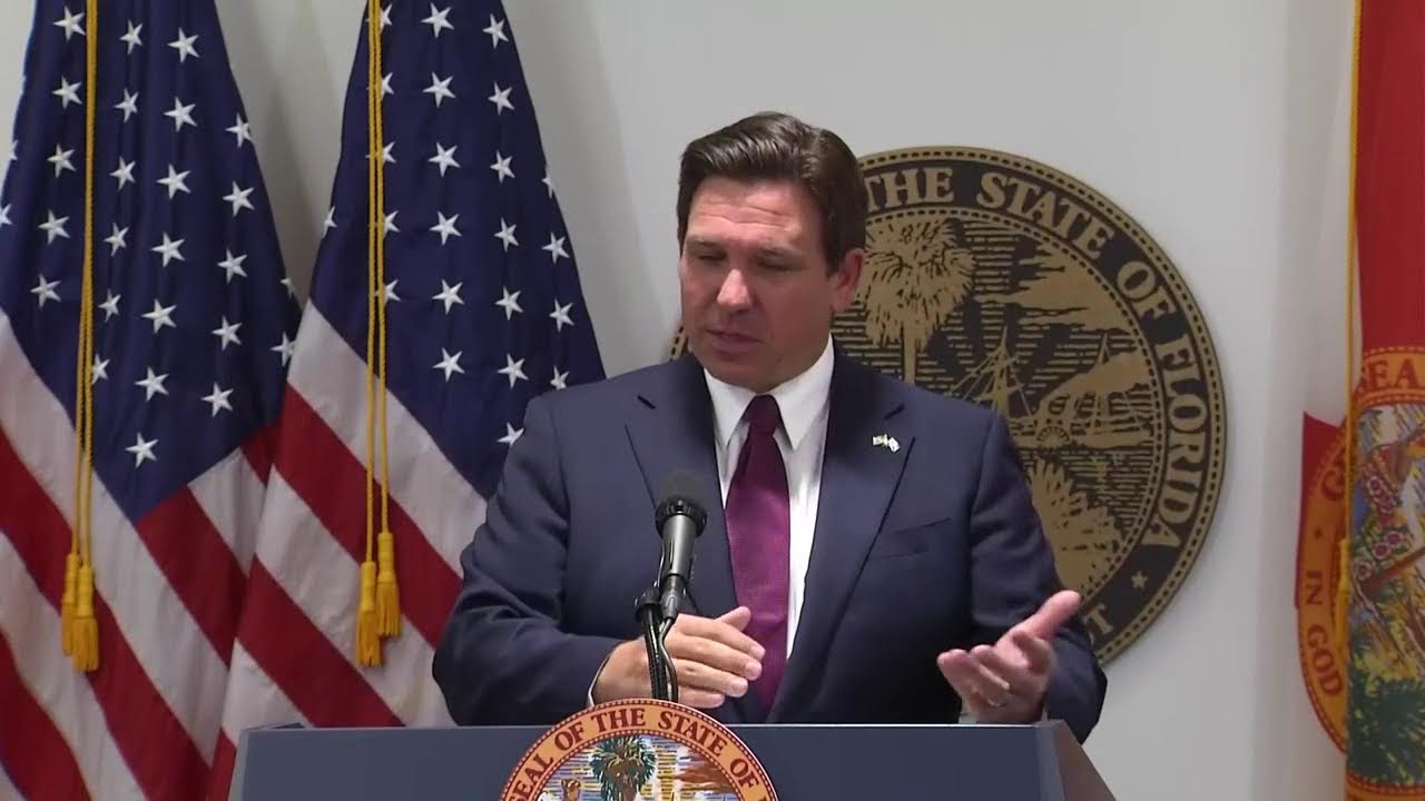 Gov. Ron DeSantis speaks from the Florida Capitol.