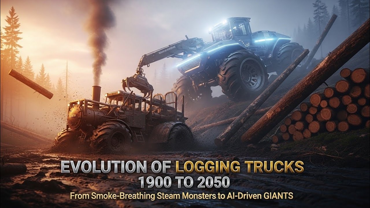 Evolution of Logging Trucks 1900 &rarr;2050.From Steam Giants to Autonomous.The ending changes everything