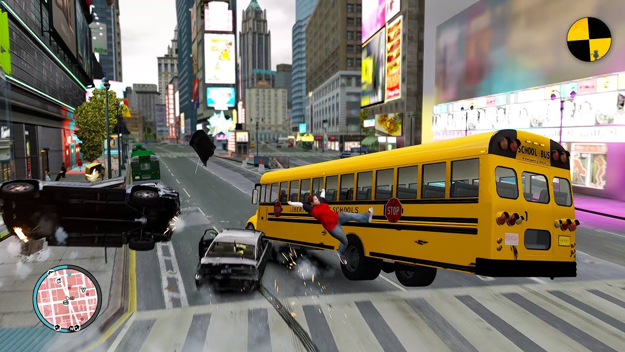 GTA 4 Crazy School Bus Crashes Ep.39