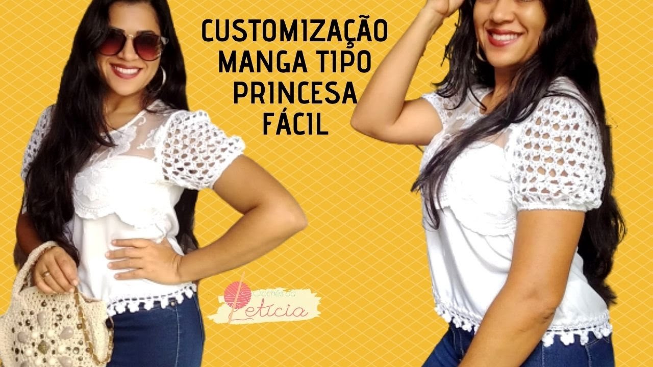 Manga  bufante de crochê - fácil de fazer - customização