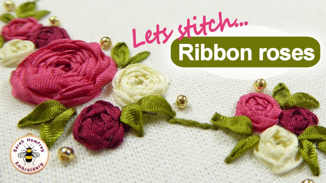 Silk ribbon rose in woven wheel stitch. Beginners silk ribbon embroidery tutorial, easy to do!