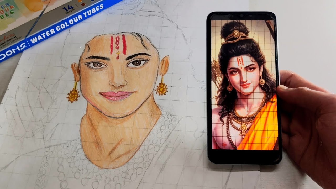 Shree Ram Ji Beautiful Drawing With colour pencil, Shree Ram Ji Drawing 😍 