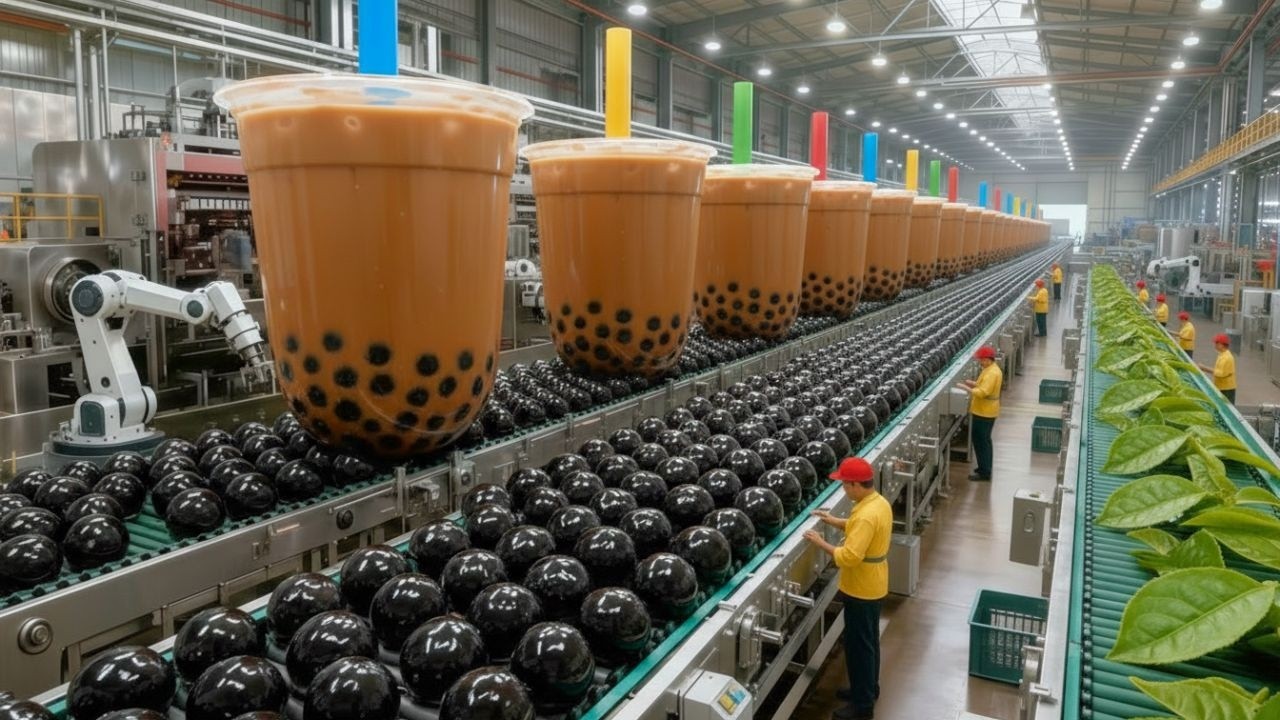 Inside a Modern Bubble Tea Production Line: From Tea Farm Harvest to Black Sugar Boba Bottles