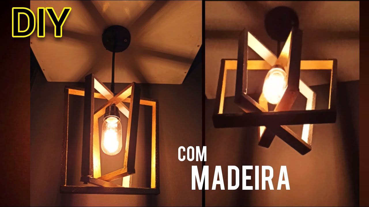 DIY - Lumin&aacute;ria feita com madeira reciclada.