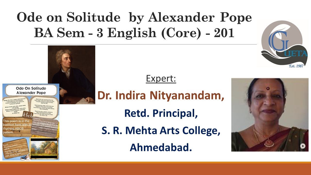 'Solitude' (Poet: Alexander Pope) by Dr. Indira Nityanandam