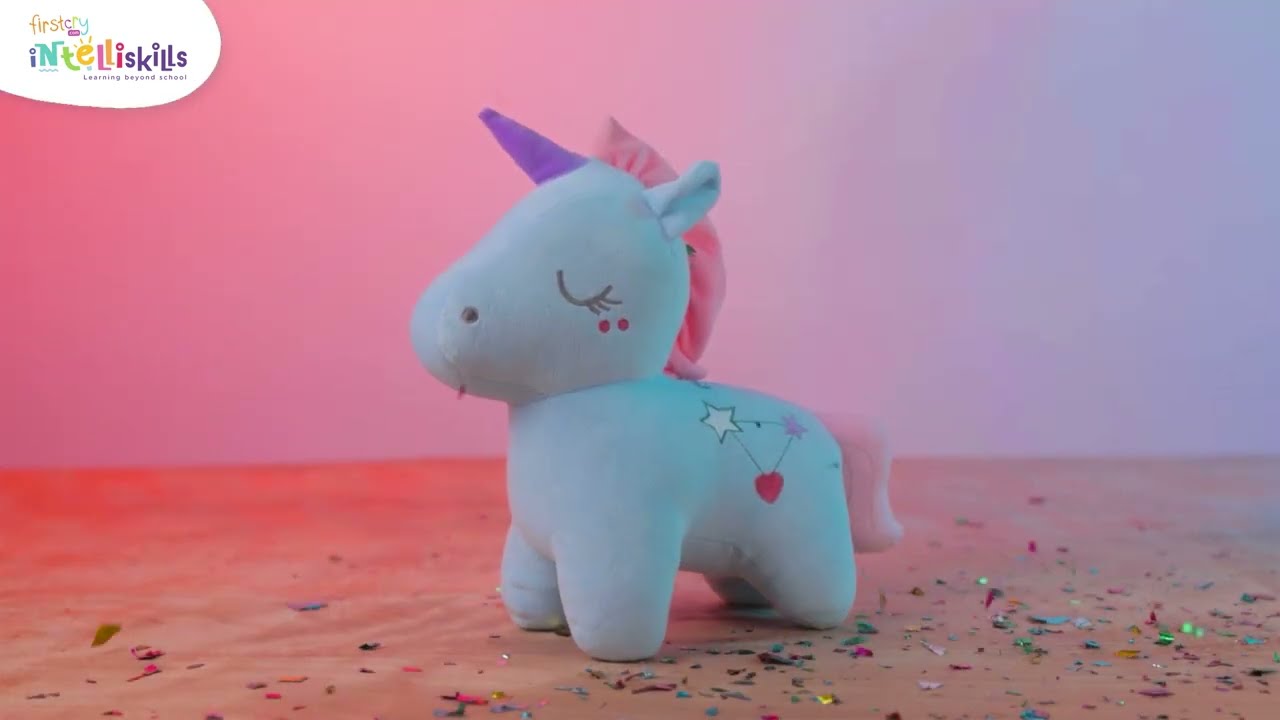 Intelliskills Hug O Feel Plush Toys Unicorn Blue - Height 33 cm